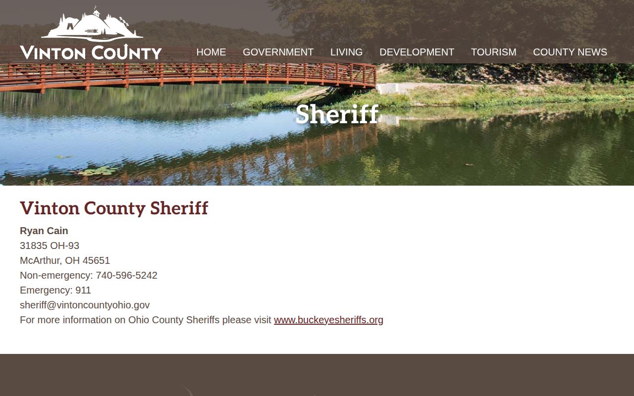 Vinton County Sheriff warrant contact source page