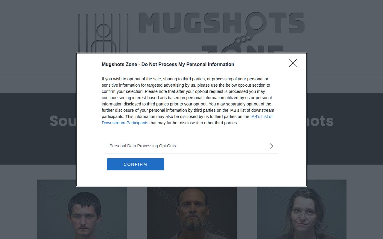 Vinton County regional jail crime source interface from Mugshots.zone
